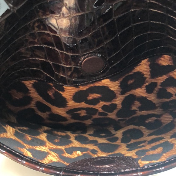 Brighton Faux Crocodile Pebbled Leather Brown Bag - Picture 9 of 11